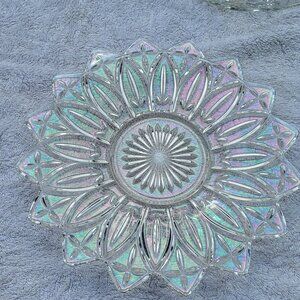 Vintage Federal Glass Petal Iridescent Carnival glass Plate Serving Dish GUC